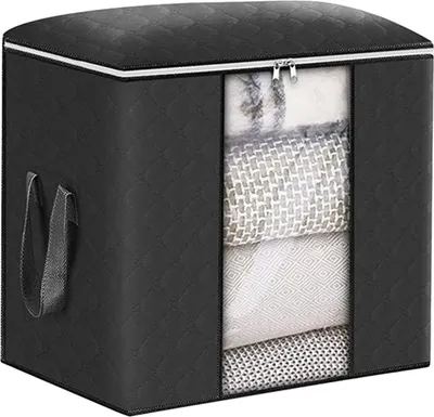 Produktbild von Aufbewahrungstasche mit verstärkten Griffen, Reißverschluss, große Kapazität, Aufbewahrungsbehälter für Kleidung und Decken, faltbarer Schrank-Organizer