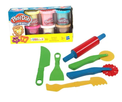 Produktbild von Play-Doh Konfetti Knete, Knetwerkzeug Knetmesser Modellierwerkzeug im Set