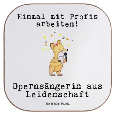 Produktbild von Mr. & Mrs. Panda Tischuntersetzer Opernsängerin Leidenschaft - Weiß - Geschenk, Untersetzer Glas, gläseruntersetzer, Tassenuntersetzer, für Gläser, Coaster