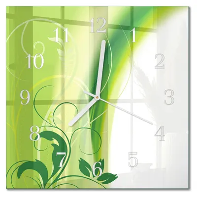 Produktbild von Tulup Glasuhr Wanduhr Küchenuhr Echt-Glas 30x30 cm Modern Dekorativ Geräuschlos Weiße Zeiger - Blumenmuster