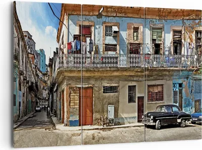 Produktbild von Bild auf Leinwand - Leinwandbild - 3 Teile - Kuba Havanna Balkon - 165x110cm - Wand Bild - Wanddeko - Wandbilder - Leinwanddruck - Bilder - Wanddekoration - Leinwand bilder - Wandbild - CE165x110-4255