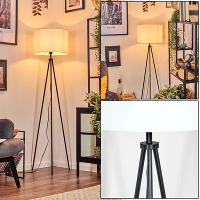 Produktbild von Tubione Stehlampe aus Holz/Metall mit Schirm aus Stoff (Ø 38 cm)