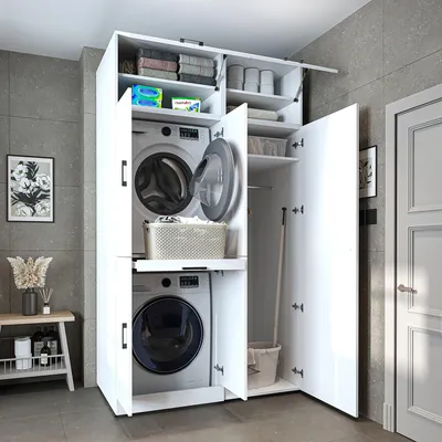 Produktbild von Roomart DORA-I Waschmaschinen-Überbauschrank 130 cm breit, Weiß
