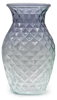 Immagine prodotto di Vaso in vetro con motivo a rombi - Grigio trasparente, design moderno - 19 cm