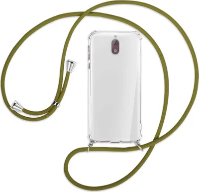 Produktbild von Handykette Backcover-Schutzhülle mit Band (Metall silberfarben) für Nokia 3.1 - khaki