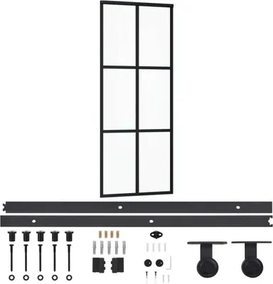 Produktbild von vidaXL Schiebetür mit Beschlag ESG-Glas & Aluminium 76x205 cm