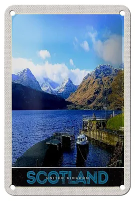 Produktbild von Blechschild Reise 12x18cm Schottland Insel Gebirge See Schild