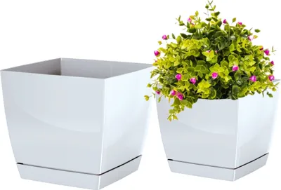 Produktbild von Coubi quadratischer Blumentopf mit Sockel weiß 10x9,2cm