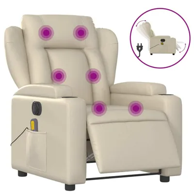 Image de vidaXL Fauteuil de massage électrique Crème similicuir