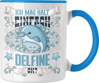 Produktbild von Trendation - Delfine Tasse Geschenk Delfinliebhaber Geschenkidee Spruch Mädchen (Blau)