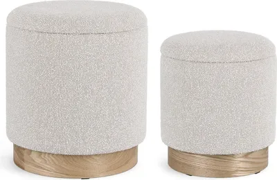 Produktbild von 2er Set Pouf Zoya 37 x 37 x 42 cm MDF Esche Polyester Grau Natur