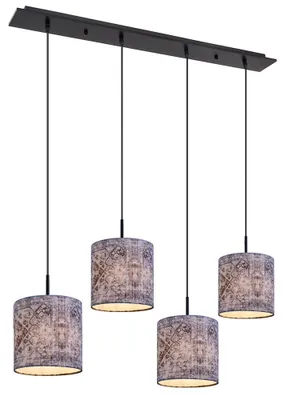 Produktbild von Hängeleuchte, Metall, Textil, schwarz, 4 Flammig, L 100 cm
