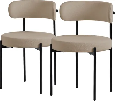 Obrázok produktu pre ML-Design jedálenské stoličky sada 2, kuchynská stolička, z látky Teddy hnedej farby, stolička do obývačky s operadlom, čalúnené stoličky s kovovými nohami, kreslo do obývačky
