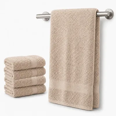 Produktbild von Komfortec 4er Handtücher 50x100 cm Set aus 100% Baumwolle, 470g/m², Frottee, Weich, Beige
