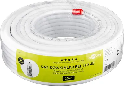 Produktbild von Goobay 120 dB SAT Koaxialkabel, 4x geschirmt, 20 m, Weiß