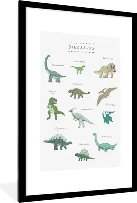 Produktbild von MuchoWow® Gerahmtes Poster Kinderzimmer - Farben - Dinosaurier - Junge - Mädchen - Kind 60x90 cm - Poster mit Schwarzem Bilderrahmen Wandposter Rahmen Foto Bilder - Dekoration - Wandposter Wohnzimmer - Hochwertig