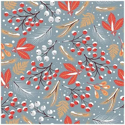 Produktbild von 20 Servietten Aava - Blätter und Beeren im Schneefall 33x33cm