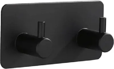 Immagine prodotto di Ganci per asciugamani 2-in-1, adesivi, in acciaio inossidabile, neri, set da 2, per bagno e cucina