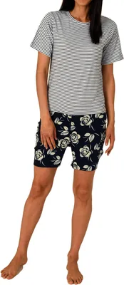 Produktbild von Damen Pflegeoverall kurzarm mit Reissverschluss am Rücken und Bein in Streifenoptik ; navy , S