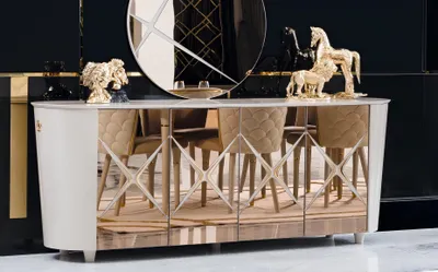 Produktbild von Kommode Italienischer Stil Kommoden Gold Sideboards Massiv Holz Möbel Kommoden