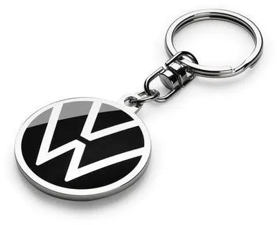 Original VW PREMIUM Schlüsselanhänger Schlüssel Logo Chrom Schwarz – Produktansicht