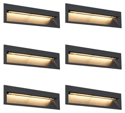 Produktbild von Set mit 6 Modernen Schwarzen LED Wandleuchten 28 cm inkl  LED IP65 Mert