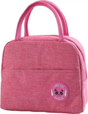 Zdjęcie produktu dla 6L Przenośna torba izolacyjna, torba na lunch, termiczna torba chłodząca, torba typu "tote bag", wielokrotnego użytku, wodoodporna, duża pojemność, szczelna, idealna do szkoły, pracy, podróży, biwakowania, pikników i wędrówek. Kolor: różowy