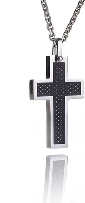 Immagine prodotto di Croce pendente da uomo in acciaio inossidabile Karisma PVD nero con catena SLP0798 - 55 centimetri