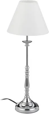 Produktbild von Vintage Tischlampe mit Stoffschirm und Metallständer, 45 cm hoch, 25 cm Durchmesser