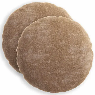 Obrázek produktu pro vidaXL Povlak na polštář, 2 kusy, HEERLEN, hnědá, průměr 50 cm, materiál: plyšová tkanina
