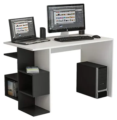 Produktbild von HOMIDEA FIRMUM Schreibtisch Computertisch mit Regal für Home Office und Büro (Weiß/Schwarz)