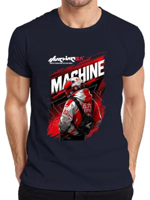 Zdjęcie produktu dla Koszulka męska z motywem cyberpunkowym, mecha, streetwear, anime, Japonia, styl Y2K, futurystyczna, kolor granatowy, rozmiar M