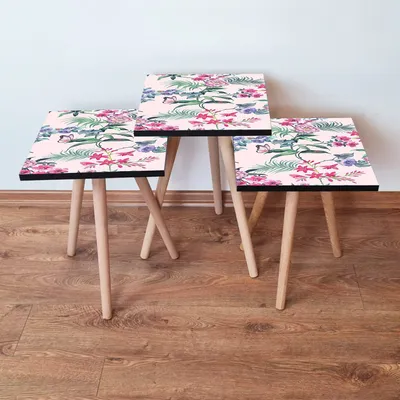 Zdjęcie produktu dla Skye Decor, 3Shp191 - Wielokolorowy, stoliki boczne, stolik kawowy (3 sztuki), wielokolorowy, MDF, 35 x 52 x 35 cm