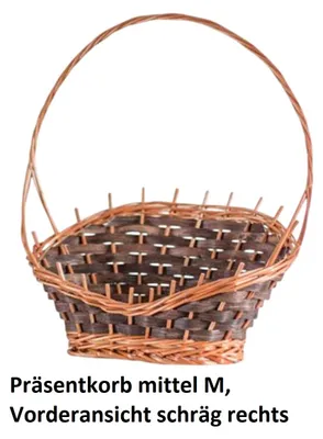 Produktbild von Präsentkorb oval aus Naturweide, Größe M, ca. 42x24x47 cm