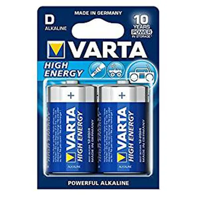 Zdjęcie produktu dla Varta HIGH ENERGY D, Jednorazowa bateria, D, Alkaliczny, 1,5 V, 2 szt., 10 lat(a)