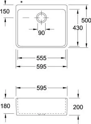 Produktbild von Villeroy & Boch VB Spülstein 60 X Spülstein Einzelbecken 636000 595x500mm StoneWhite CeramicPlus
