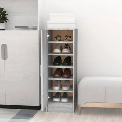 Produktbild von vidaXL Schuhregal Grau Sonoma 32x35x92 cm Holzwerkstoff - Schuhregal - Schuhregale - Schuhaufbewahrung - Schuhschrank