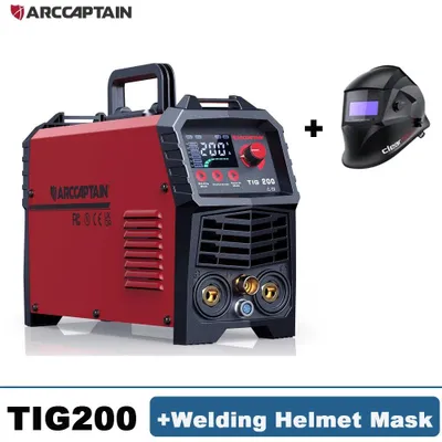 Image de Machine à souder TIG 2-en-1 – Appareil de soudage MMA – 200 ampères – Poste à souder inverter – Soudeur à gaz – Livré avec un masque de soudure
