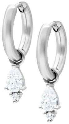 Produktbild von Wildcat Ohrringe - Little Tear Hoops - Silber, Kristallklar - Chirurgenstahl 316L - wasserfest, langlebig, hautverträglich, Silber-Kristallklar
