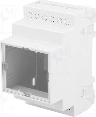 Immagine prodotto di 1x Alloggiamento: per montaggio su guida DIN. Dimensioni: X: 52 mm, Z: 65 mm, Y: 90 mm. Colore: grigio. Codice: Z107JFP. Grado di infiammabilità: V0. Alloggiamento per