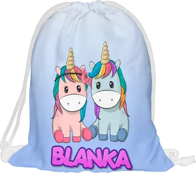 Produktbild von Kinder Turnbeutel mit Namen Beutel Fullprint Tasche Gymsac Jutebeutel Print Bag Fitness Einhorn bester Freund [010]