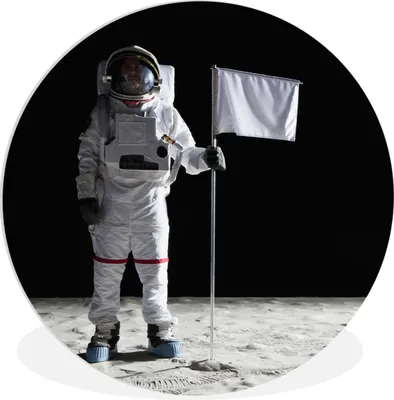 Produktbild von MuchoWow® Rundes Wandbild - Runde Bilder Mond - Weltraum - Astronaut Ø 90 cm Kreis Wanddekoration Kunststoff - Wandkreis - Wandschmuck - Wand-Kreis - Wohnzimmer - Bild - Runde - Wanddeko - Dibond - Kunstdrucke