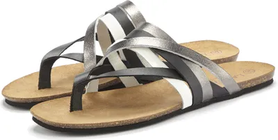 Produktbild von LASCANA Zehentrenner Sommerschuh, offener Schuh, Pantolette, Sandale, schwarz-silberfarben Größe 37