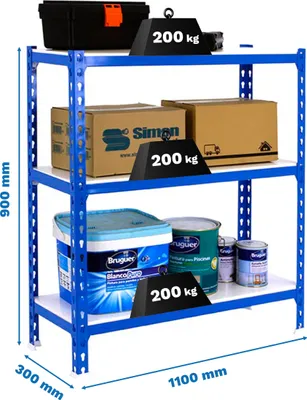 Produktbild von SIMONCLICK SUPERPLUS 3/300 900 BLAU/WEISS Metallregal