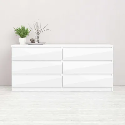 Obrázek produktu pro Komoda NAIA s dvojitou zásuvkou Sideboard bílá vysoký lesk