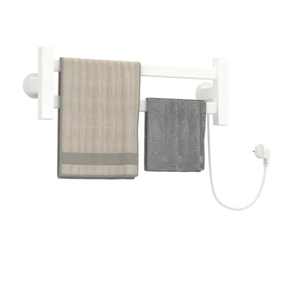 Produktbild von Puluomis Heizkörper Elektrischer Handtuchhalter mit Ein-Knopf-Schalter, 55°C konstante Temperatur, IPX4 wasserdicht, Badheizkörper 48,5x16,5cm weiß