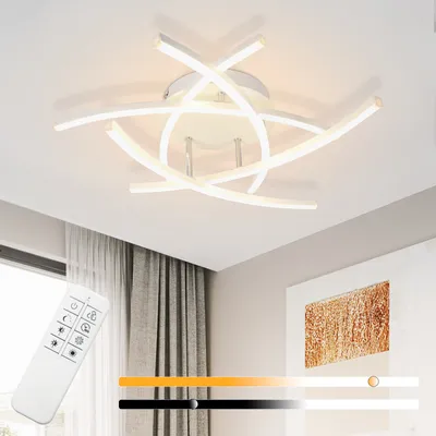 Zdjęcie produktu dla ZMH lampa sufitowa LED lampa sufitowa do sypialni lampa do salonu 32W ściemnialna nowoczesna lampa do sypialni z pilotem lampa do przedpokoju kuchnia białe metalowe lampy sufitowe do sypialni jadalnia