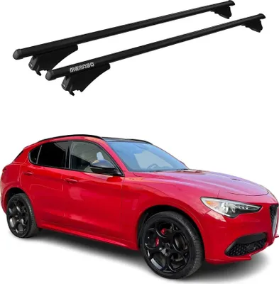 Produktbild von Menabo Dachträger Grundtäger für Alfa Romeo Stelvio 2016-2025 75kg Alu Schwarz