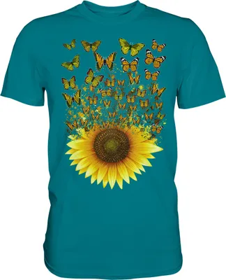 Produktbild von Frauen Sonnenblume Schmetterling T-Shirt – Diva Blue / XXL