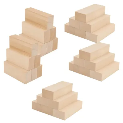 Obrázek produktu pro Grasholz řezbářské bloky 30 kusů - Přírodní dřevěné bloky - Nezpracované - Řemeslo - DIY - 10 x 4 x 2,5 cm - Dřevěné bloky